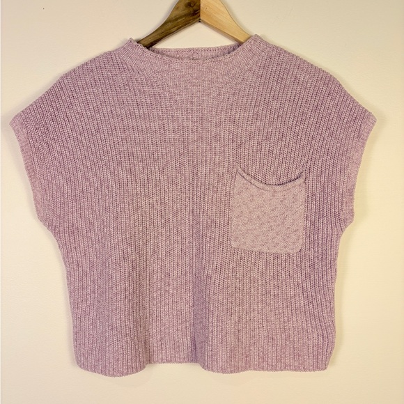 Free People Sweaters - Free People Pink Freya Sweater Ribbed Cotton Short Sleeve with Pocket